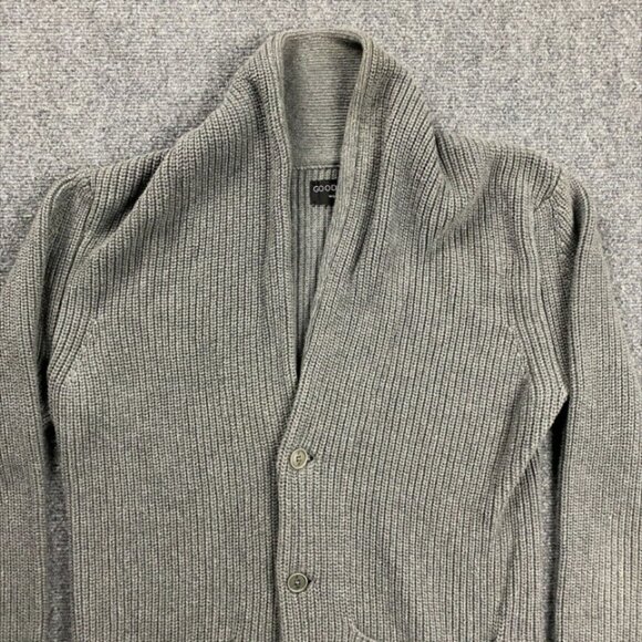 Goodlife Cardigan Men's Large Gray Knit Sweater Heavyweight 100% Cotton - Picture 5 of 11